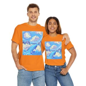 Dreamy Landscape T-Shirt, Celestial Mountains, Starry Wave, Fantasy Art Shirt, Cute Sky T-Shirt, Unique Design Tee, Aesthetic Apparel