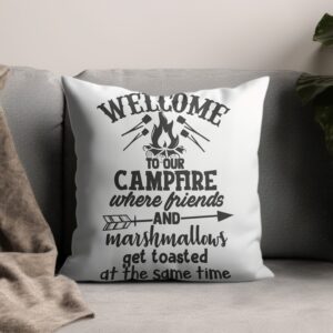 Welcome to Our Campfire Friends Marshmallows Toasted Funny Camping T-Shirt | Cozy Bonfire Outdoor Tee | Glamping Gift