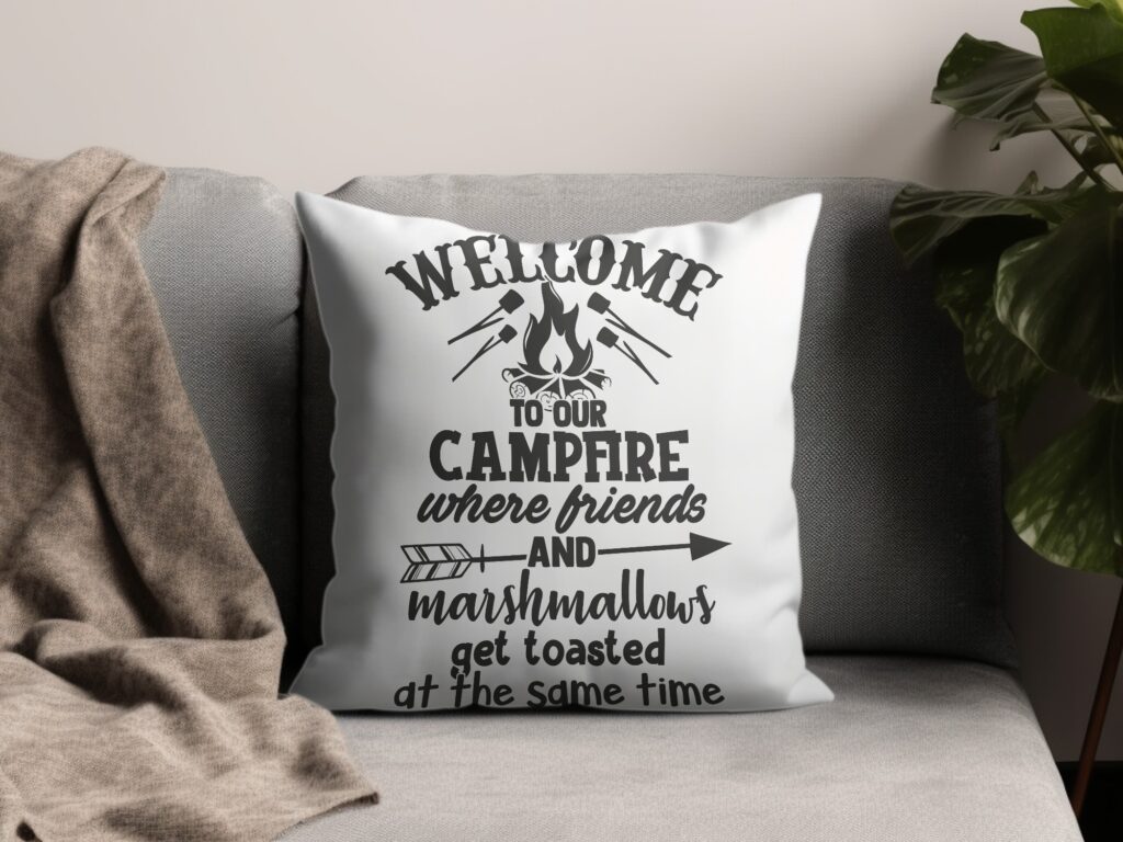 Welcome to Our Campfire Friends Marshmallows Toasted Funny Camping T-Shirt | Cozy Bonfire Outdoor Tee | Glamping Gift